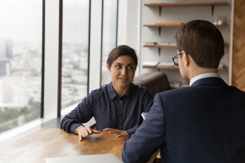 guy asking a girl what is a retained search firm